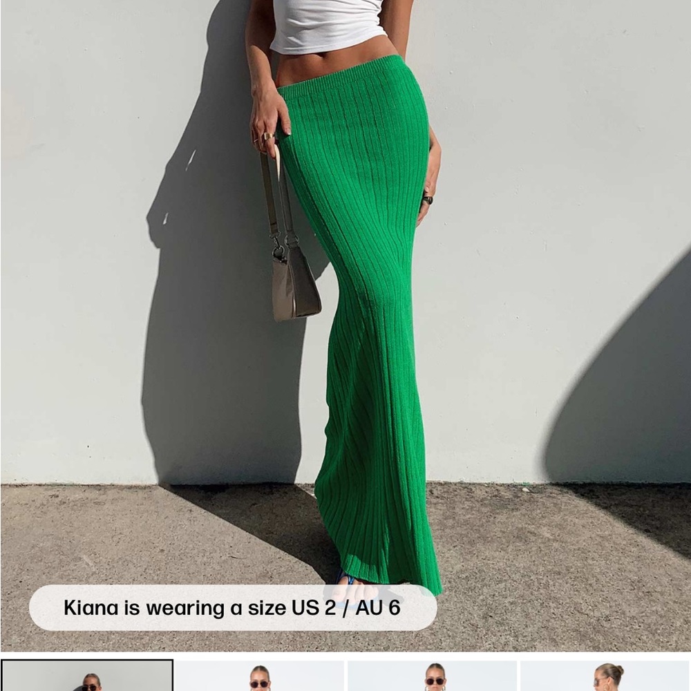 Princess Polly Green Maxi Skirt Size S/M